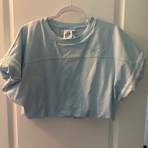 QOS Light Blue Short Sleeve Top NWT